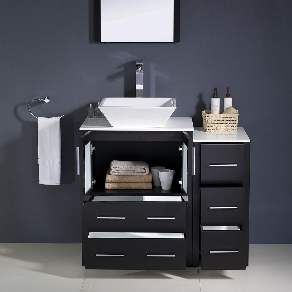 Fresca Torino 36" Espresso Modern Bathroom Vanity w/ Side Cabinet & Vessel Sink Vanity Fresca 