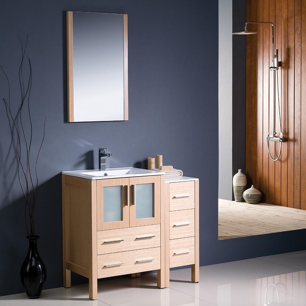 Fresca Torino 36" Light Oak Modern Vanity w/ Side Cabinet & Integrated Sink Vanity Fresca 