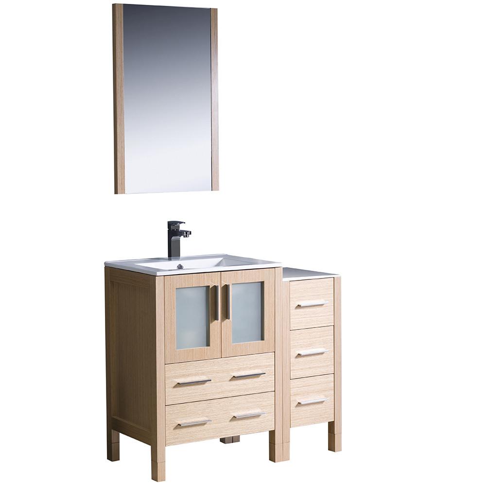 Fresca Torino 36" Light Oak Modern Vanity w/ Side Cabinet & Integrated Sink Vanity Fresca 