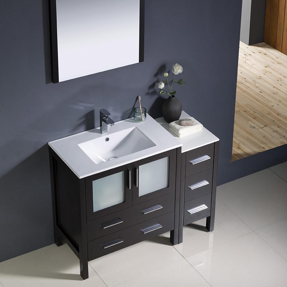 Fresca Torino 42" Espresso Modern Vanity w/ Side Cabinet & Integrated Sink Vanity Fresca 