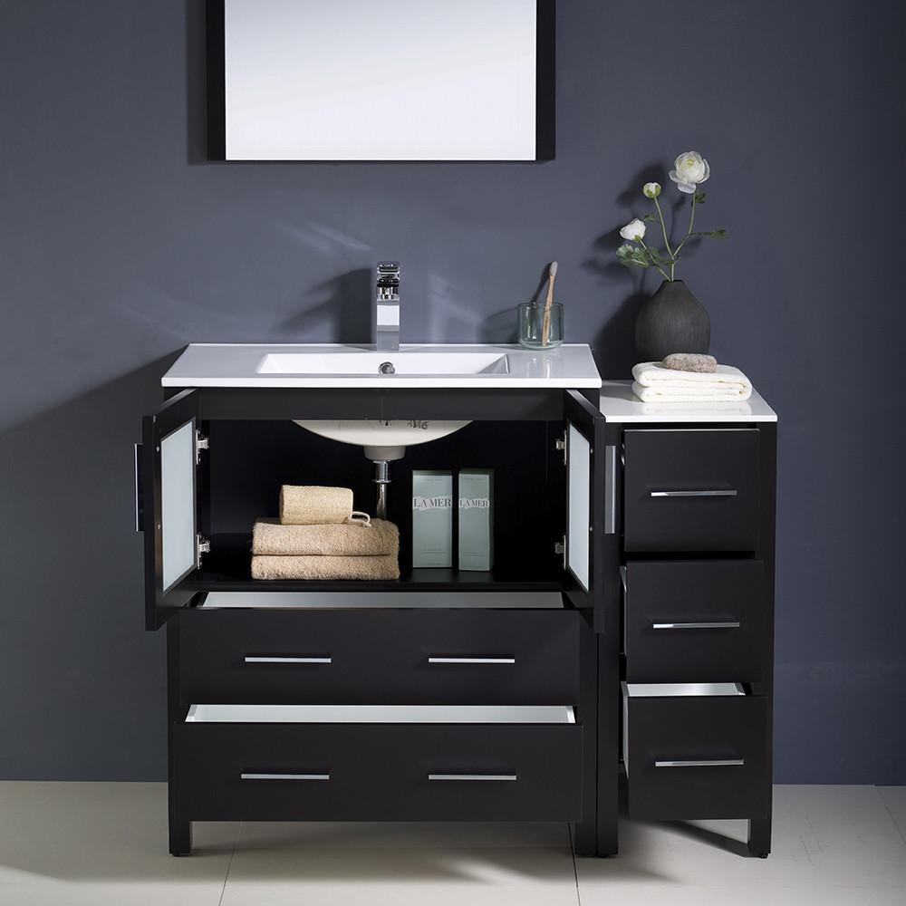 Fresca Torino 42" Espresso Modern Vanity w/ Side Cabinet & Integrated Sink Vanity Fresca 