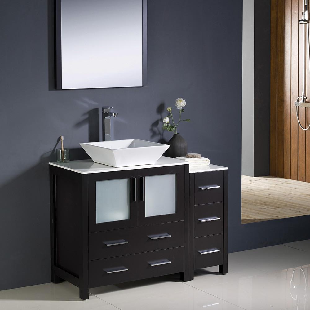 Fresca Torino 42" Espresso Modern Bathroom Vanity w/ Side Cabinet & Vessel Sink Vanity Fresca 