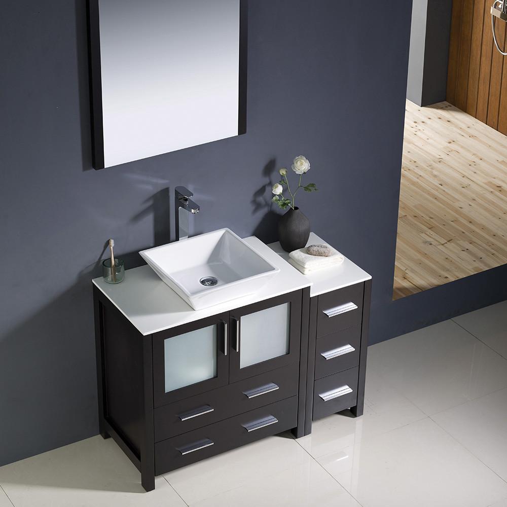 Fresca Torino 42" Espresso Modern Bathroom Vanity w/ Side Cabinet & Vessel Sink Vanity Fresca 
