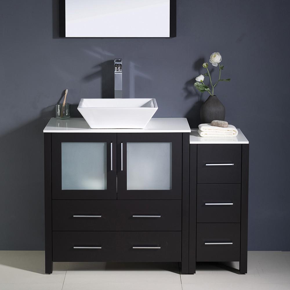 Fresca Torino 42" Espresso Modern Bathroom Vanity w/ Side Cabinet & Vessel Sink Vanity Fresca 