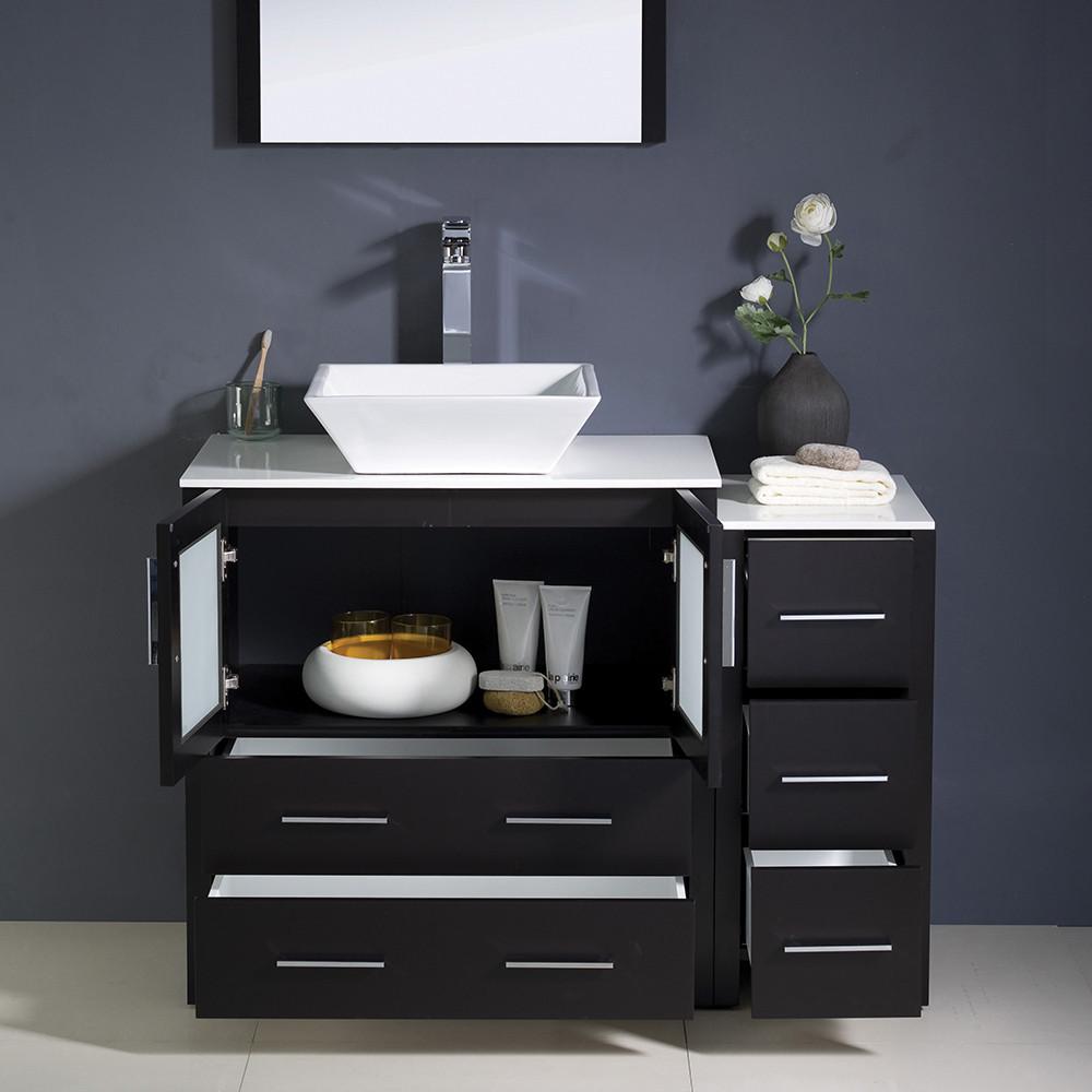 Fresca Torino 42" Espresso Modern Bathroom Vanity w/ Side Cabinet & Vessel Sink Vanity Fresca 