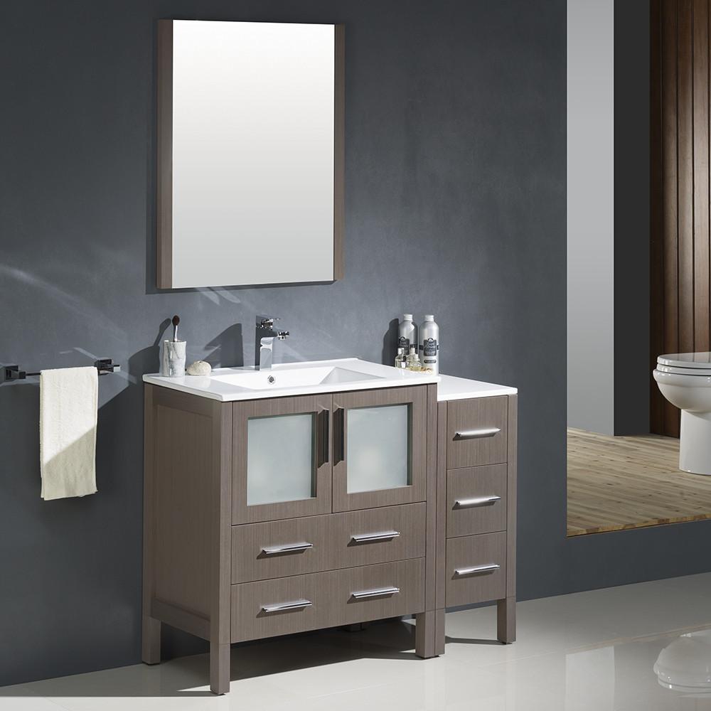 Fresca Torino 42" Gray Oak Modern Vanity w/ Side Cabinet & Integrated Sink Vanity Fresca 