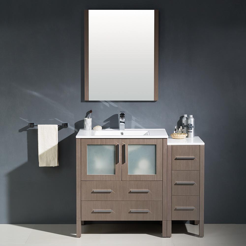 Fresca Torino 42" Gray Oak Modern Vanity w/ Side Cabinet & Integrated Sink Vanity Fresca 