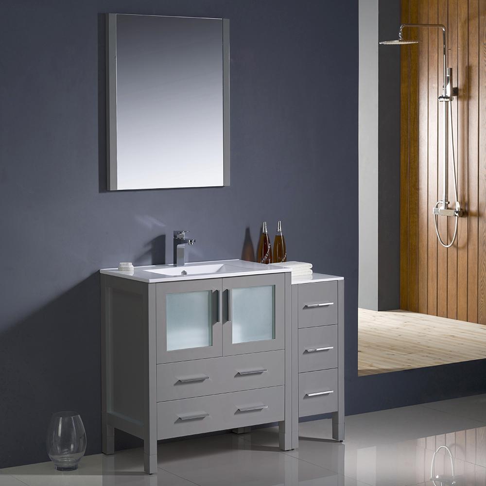 Fresca Torino 42" Gray Modern Bathroom Vanity w/ Side Cabinet & Integrated Sink Vanity Fresca 