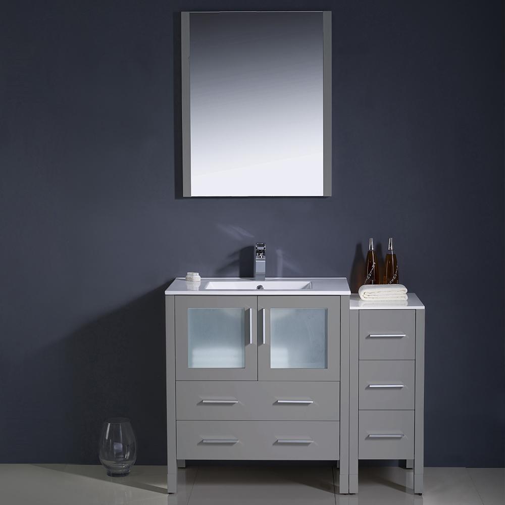 Fresca Torino 42" Gray Modern Bathroom Vanity w/ Side Cabinet & Integrated Sink Vanity Fresca 