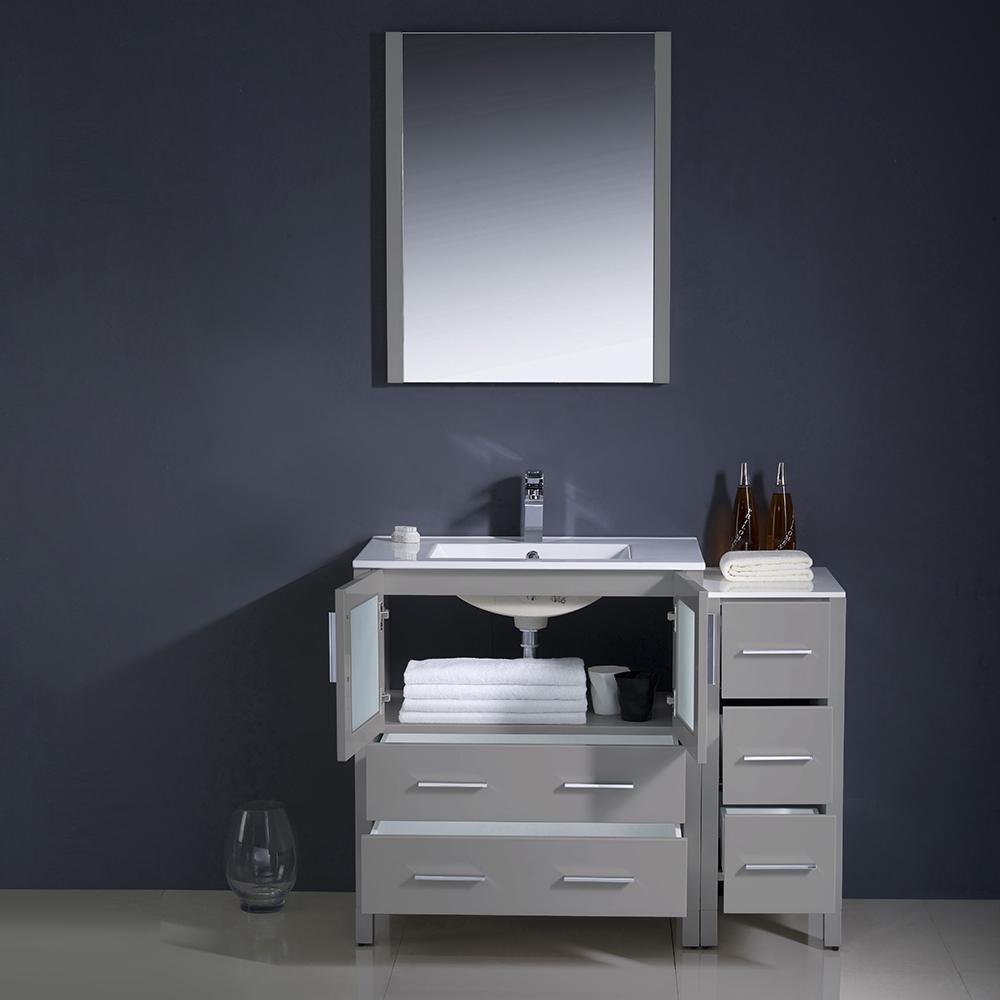 Fresca Torino 42" Gray Modern Bathroom Vanity w/ Side Cabinet & Integrated Sink Vanity Fresca 