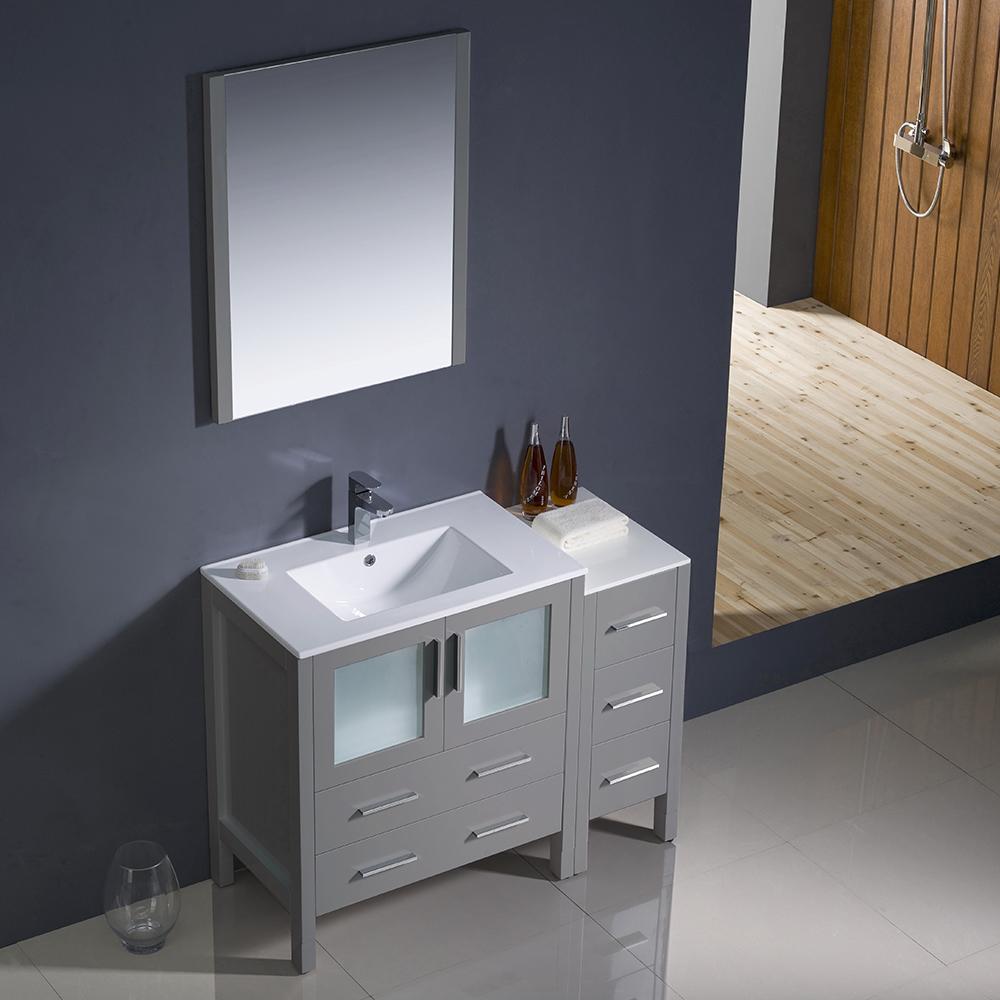 Fresca Torino 42" Gray Modern Bathroom Vanity w/ Side Cabinet & Integrated Sink Vanity Fresca 