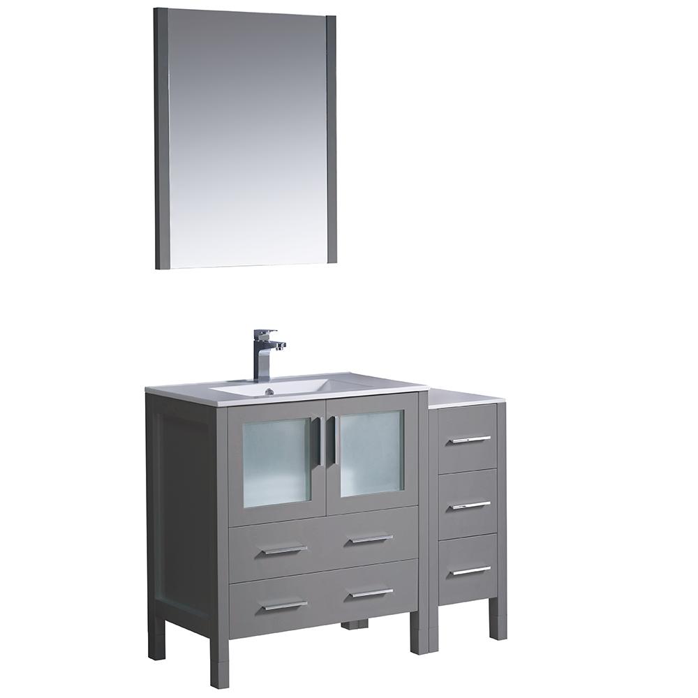 Fresca Torino 42" Gray Modern Bathroom Vanity w/ Side Cabinet & Integrated Sink Vanity Fresca 
