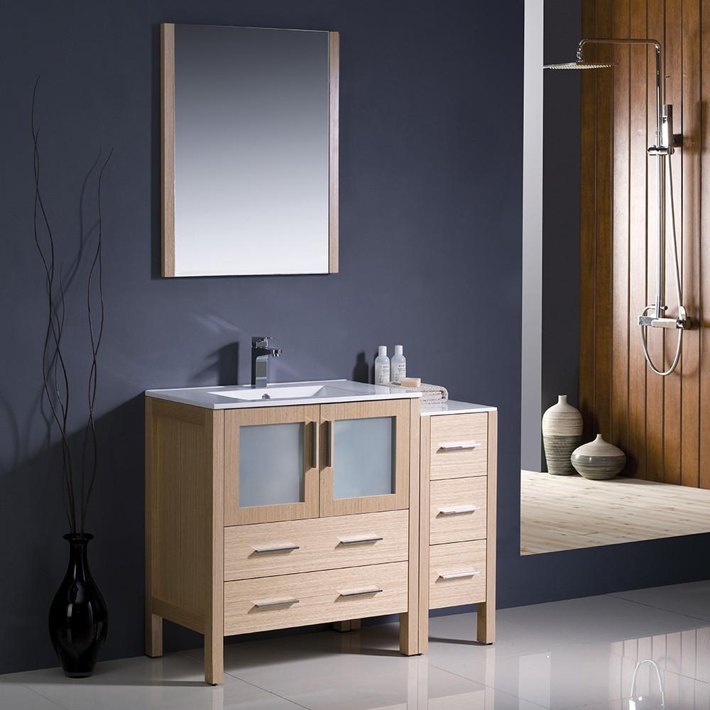 Fresca Torino 42" Light Oak Modern Vanity w/ Side Cabinet & Integrated Sink Vanity Fresca 