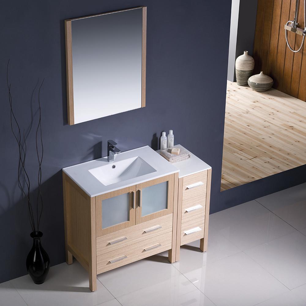 Fresca Torino 42" Light Oak Modern Vanity w/ Side Cabinet & Integrated Sink Vanity Fresca 