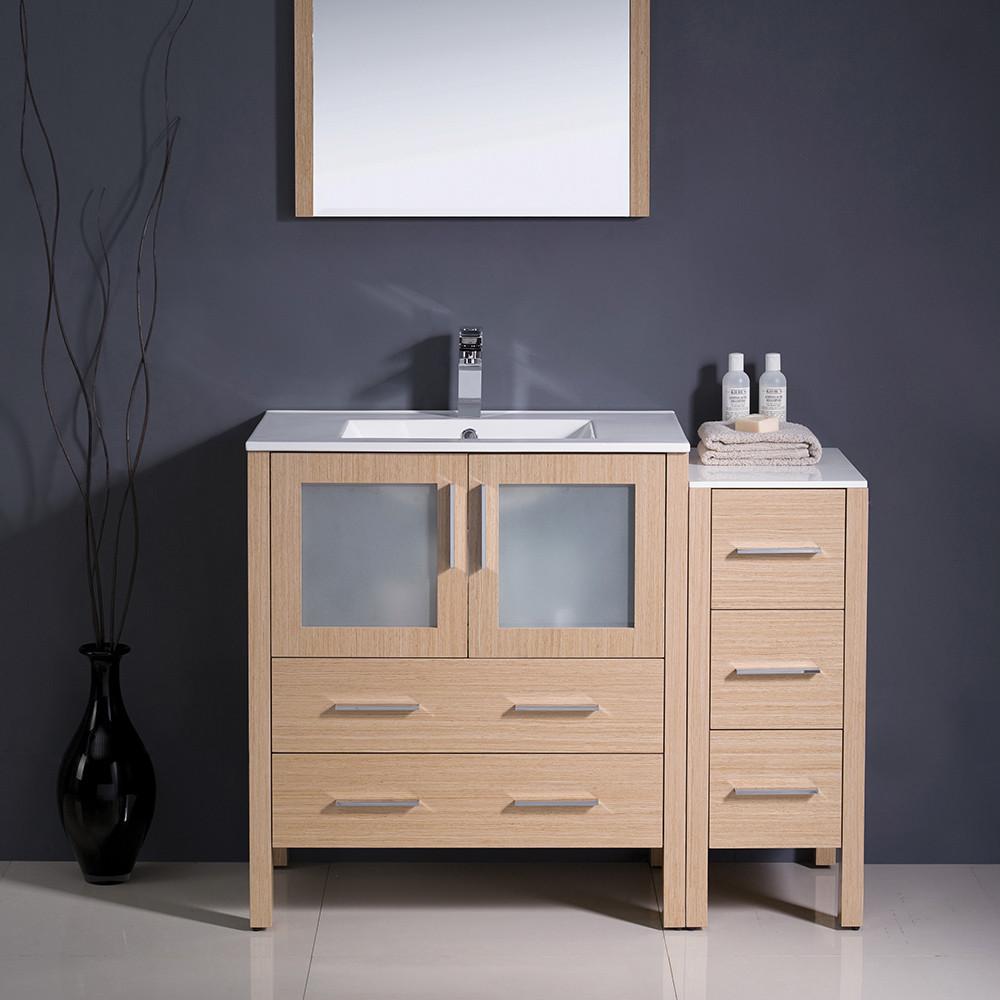 Fresca Torino 42" Light Oak Modern Vanity w/ Side Cabinet & Integrated Sink Vanity Fresca 