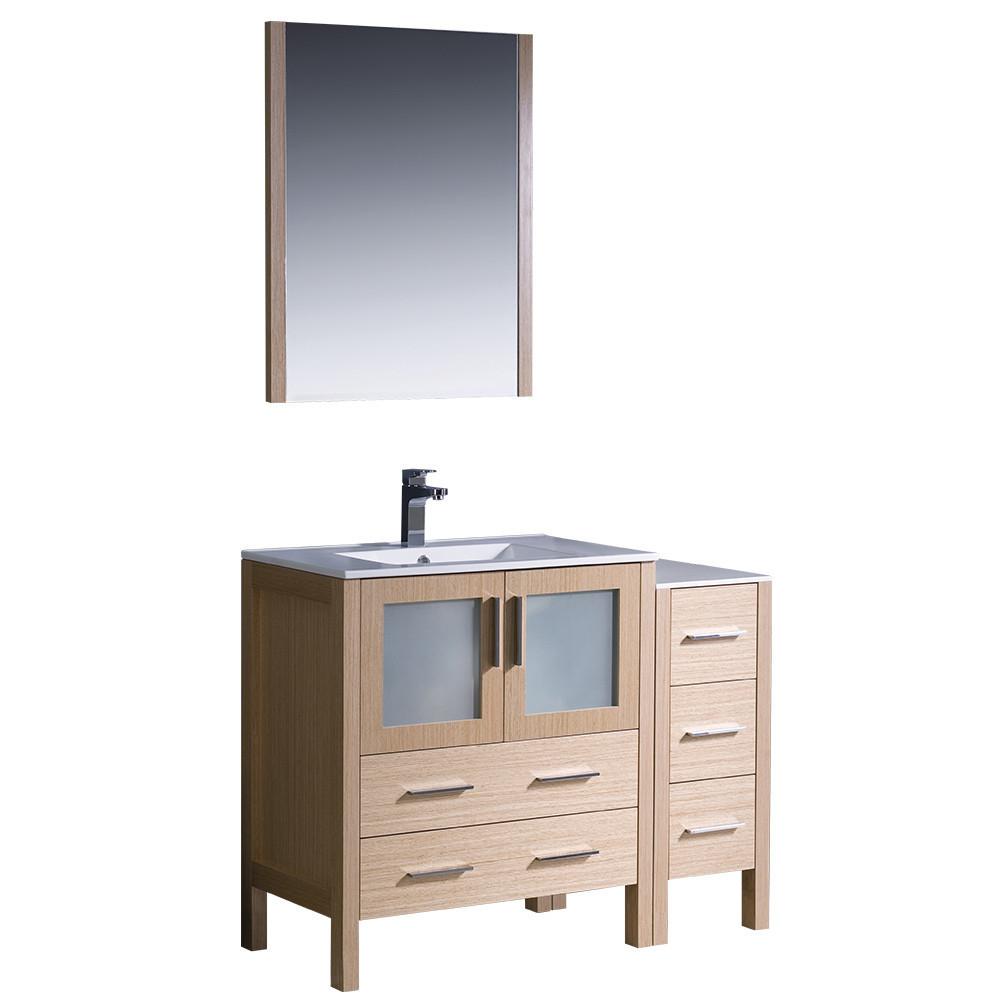 Fresca Torino 42" Light Oak Modern Vanity w/ Side Cabinet & Integrated Sink Vanity Fresca 