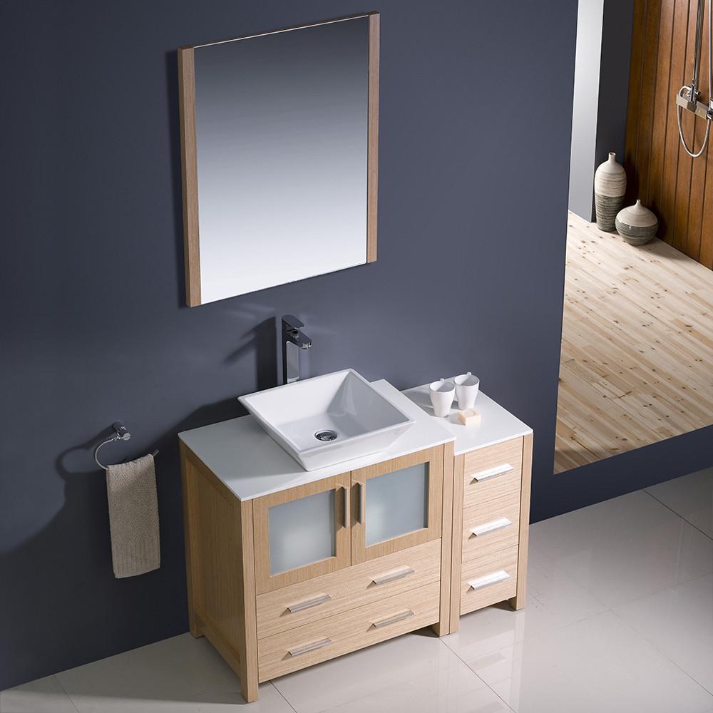 Fresca Torino 42" Light Oak Modern Bathroom Vanity w/ Side Cabinet & Vessel Sink Vanity Fresca 