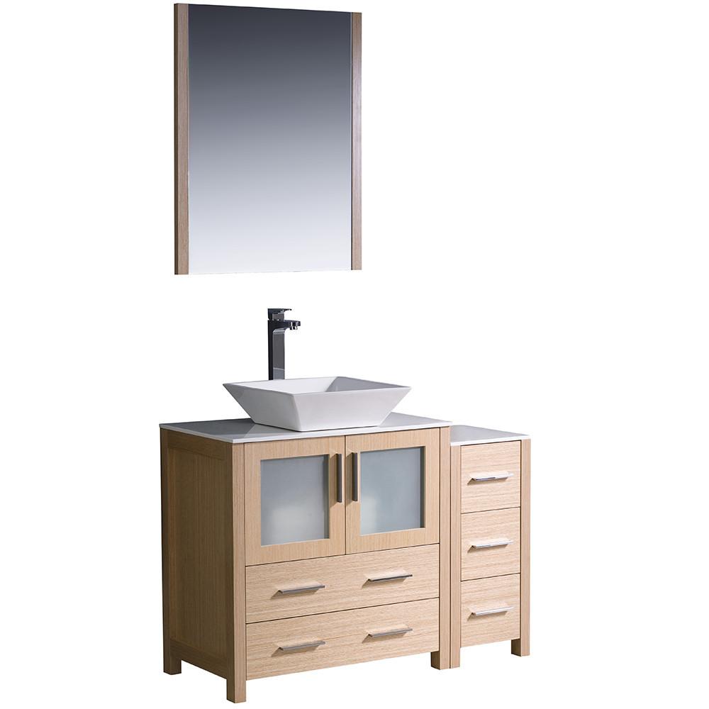 Fresca Torino 42" Light Oak Modern Bathroom Vanity w/ Side Cabinet & Vessel Sink Vanity Fresca 