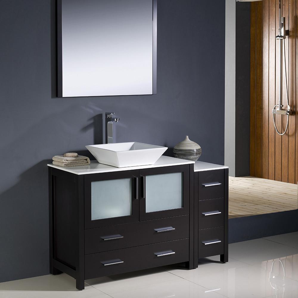 Fresca Torino 48" Espresso Modern Bathroom Vanity w/ Side Cabinet & Vessel Sink Vanity Fresca 