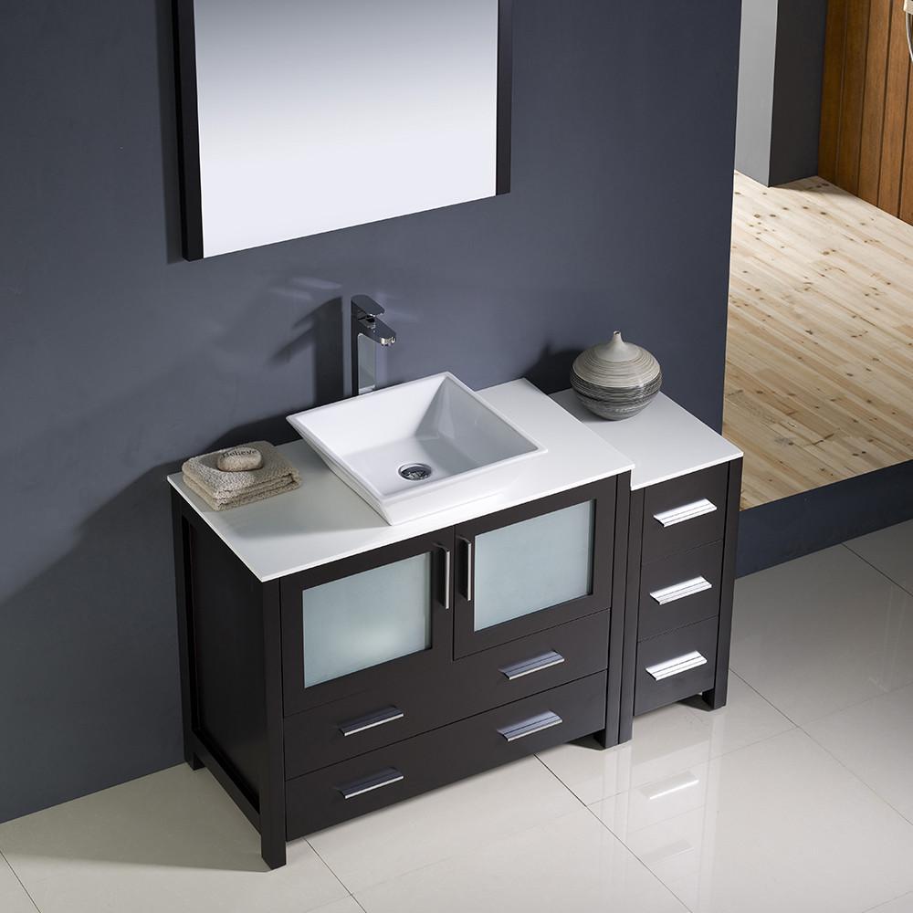 Fresca Torino 48" Espresso Modern Bathroom Vanity w/ Side Cabinet & Vessel Sink Vanity Fresca 