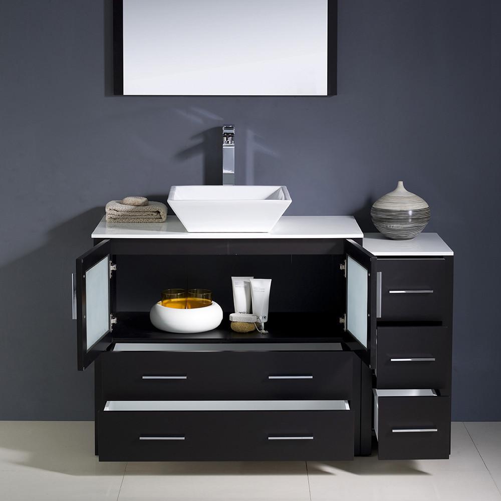 Fresca Torino 48" Espresso Modern Bathroom Vanity w/ Side Cabinet & Vessel Sink Vanity Fresca 
