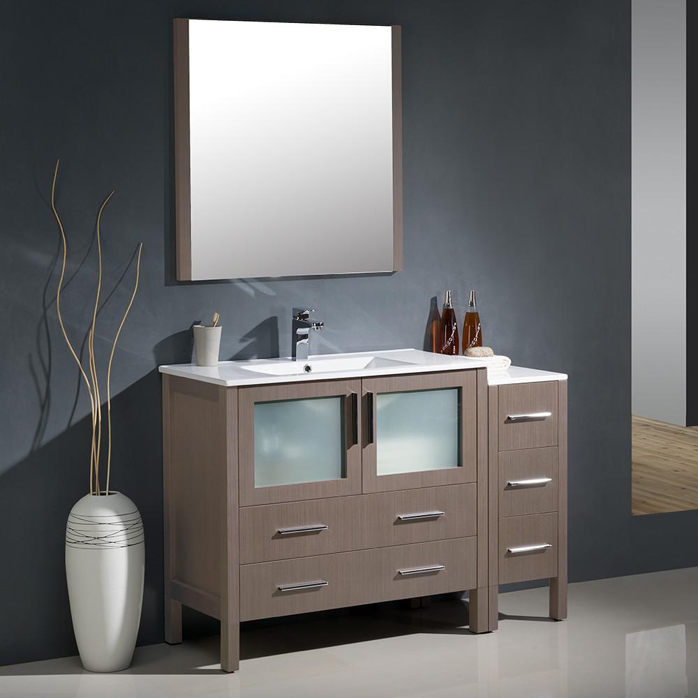 Fresca Torino 48" Gray Oak Modern Vanity w/ Side Cabinet & Integrated Sink Vanity Fresca 