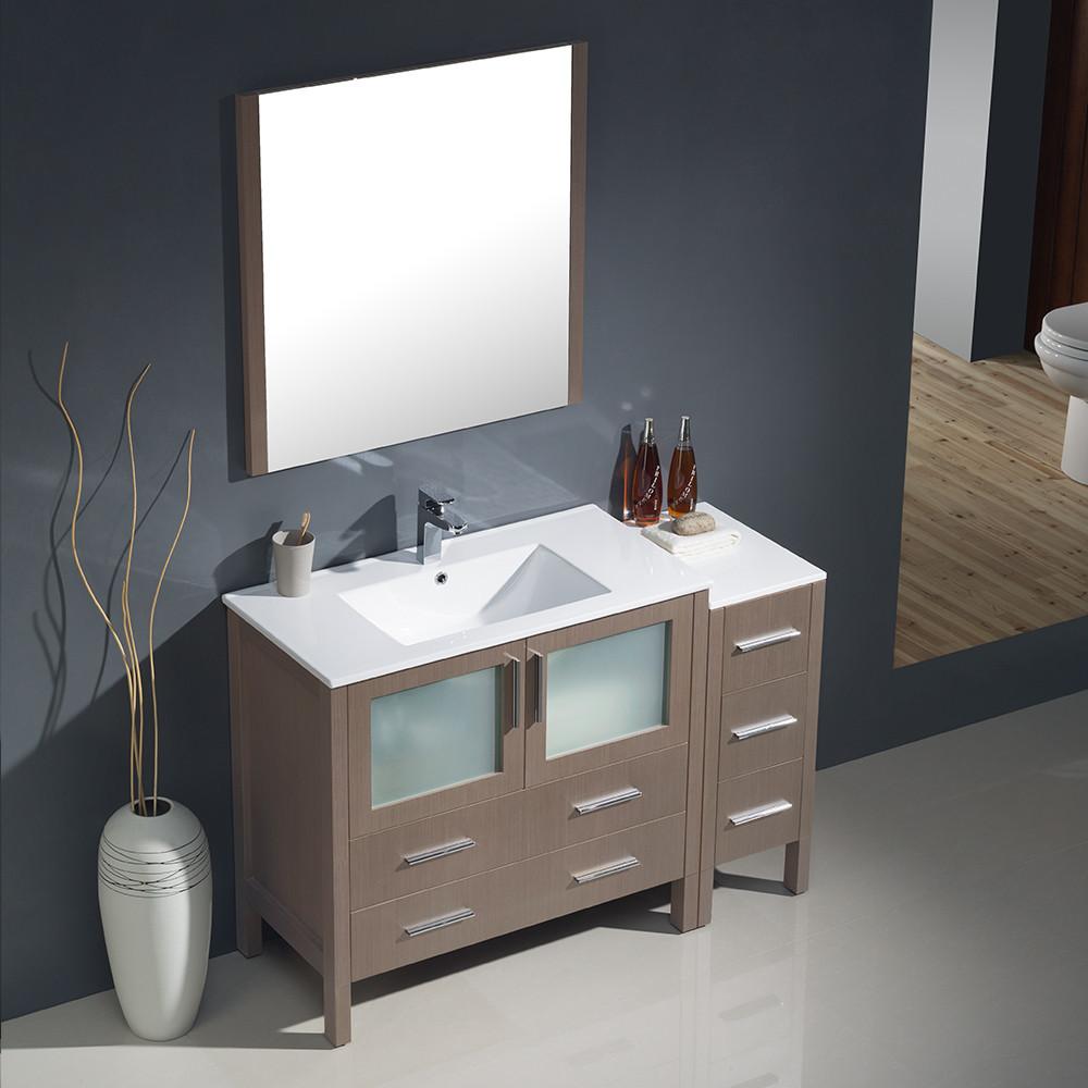 Fresca Torino 48" Gray Oak Modern Vanity w/ Side Cabinet & Integrated Sink Vanity Fresca 