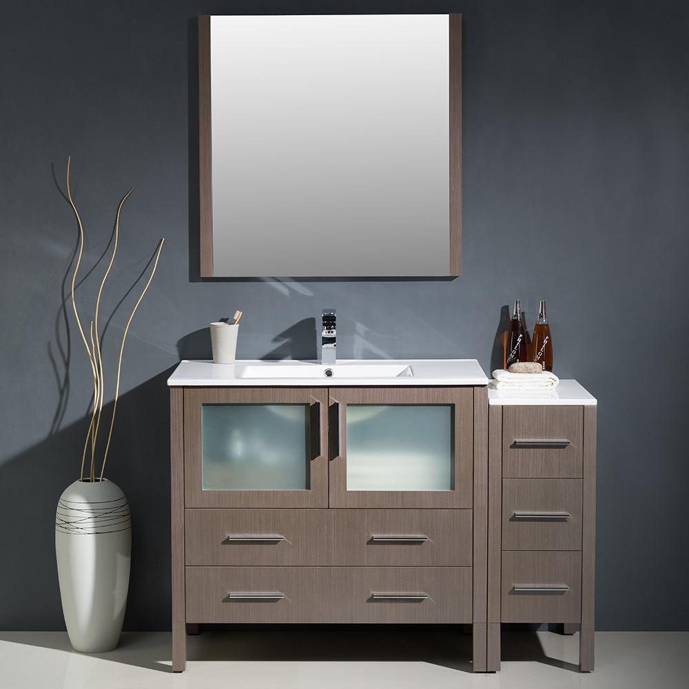 Fresca Torino 48" Gray Oak Modern Vanity w/ Side Cabinet & Integrated Sink Vanity Fresca 