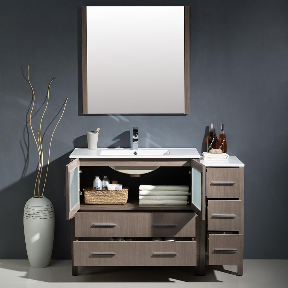 Fresca Torino 48" Gray Oak Modern Vanity w/ Side Cabinet & Integrated Sink Vanity Fresca 