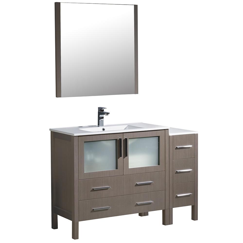 Fresca Torino 48" Gray Oak Modern Vanity w/ Side Cabinet & Integrated Sink Vanity Fresca 