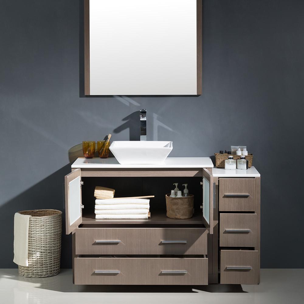 Fresca Torino 48" Gray Oak Modern Bathroom Vanity w/ Side Cabinet & Vessel Sink Vanity Fresca 