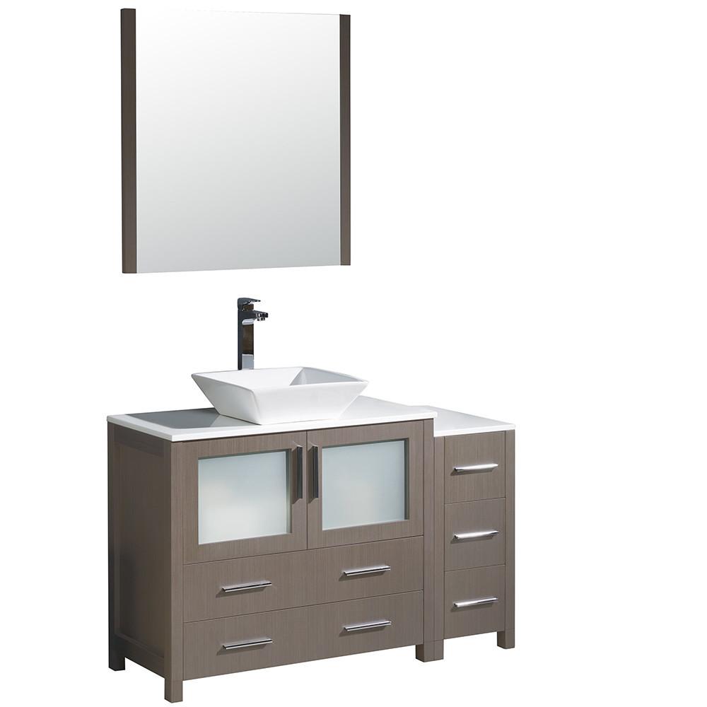 Fresca Torino 48" Gray Oak Modern Bathroom Vanity w/ Side Cabinet & Vessel Sink Vanity Fresca 