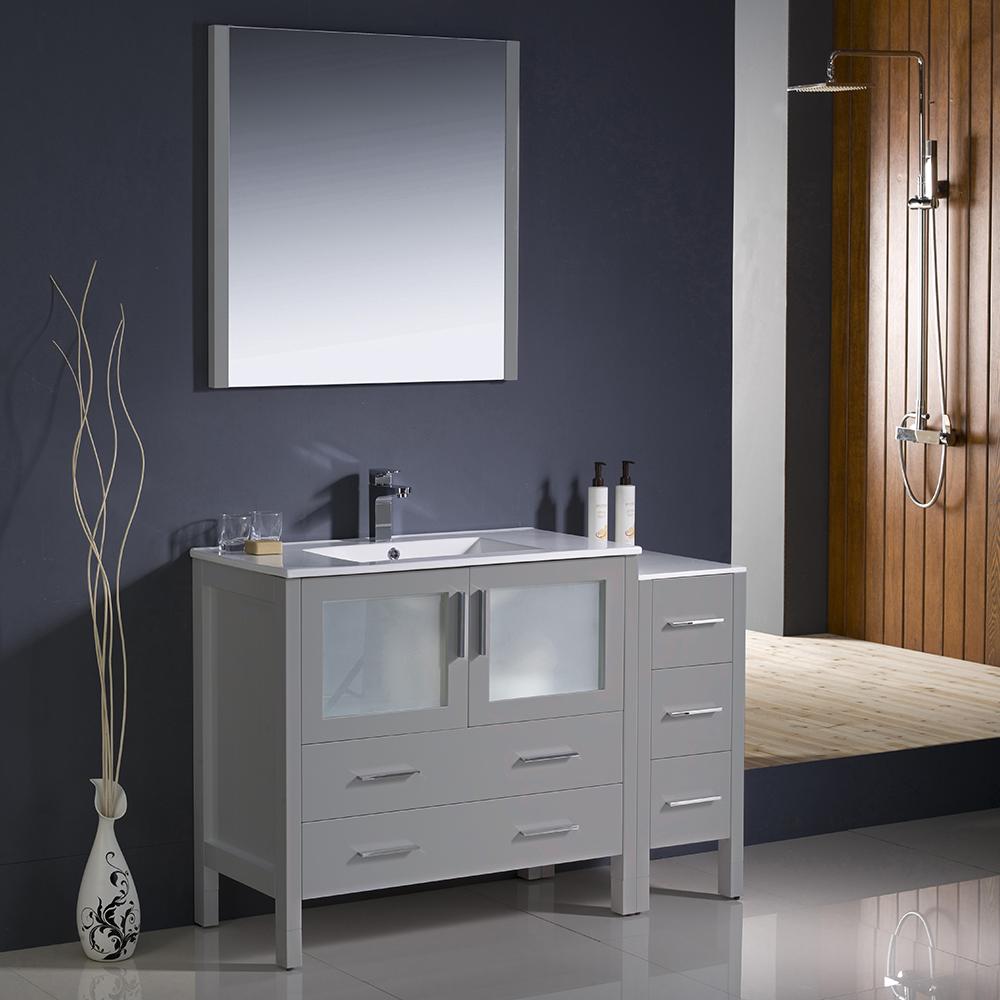 Fresca Torino 48" Gray Modern Bathroom Vanity w/ Side Cabinet & Integrated Sink Vanity Fresca 