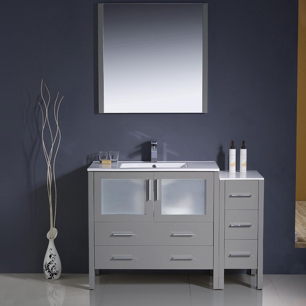 Fresca Torino 48" Gray Modern Bathroom Vanity w/ Side Cabinet & Integrated Sink Vanity Fresca 
