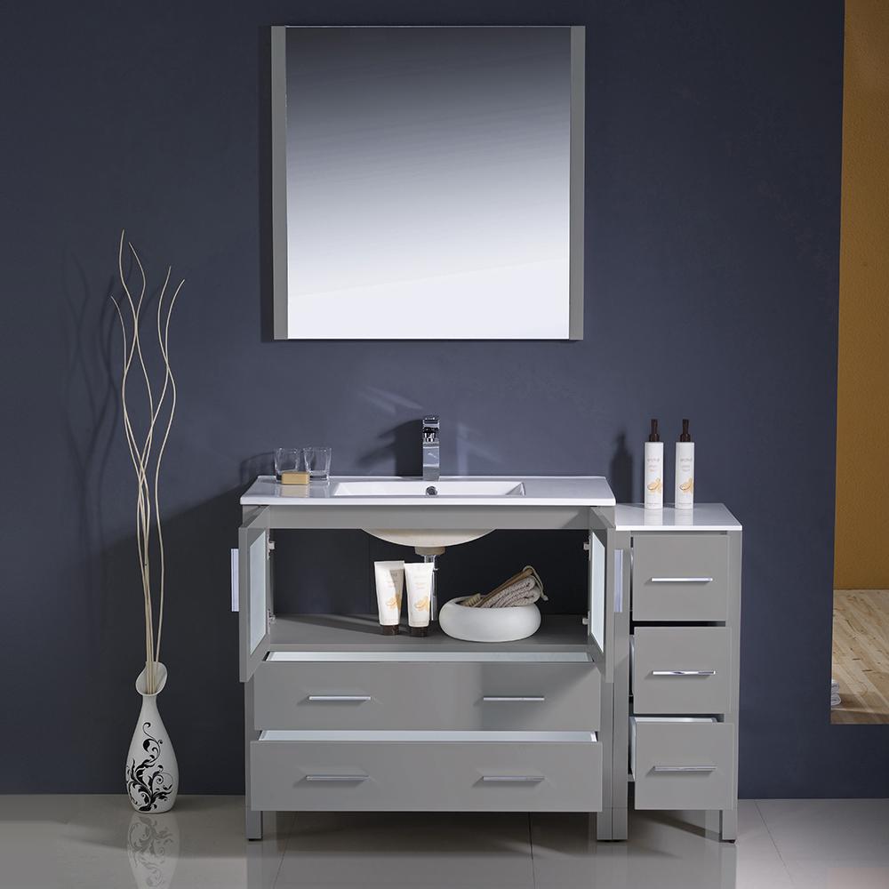 Fresca Torino 48" Gray Modern Bathroom Vanity w/ Side Cabinet & Integrated Sink Vanity Fresca 