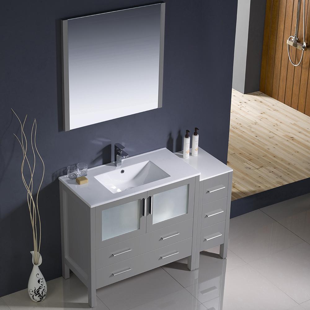 Fresca Torino 48" Gray Modern Bathroom Vanity w/ Side Cabinet & Integrated Sink Vanity Fresca 