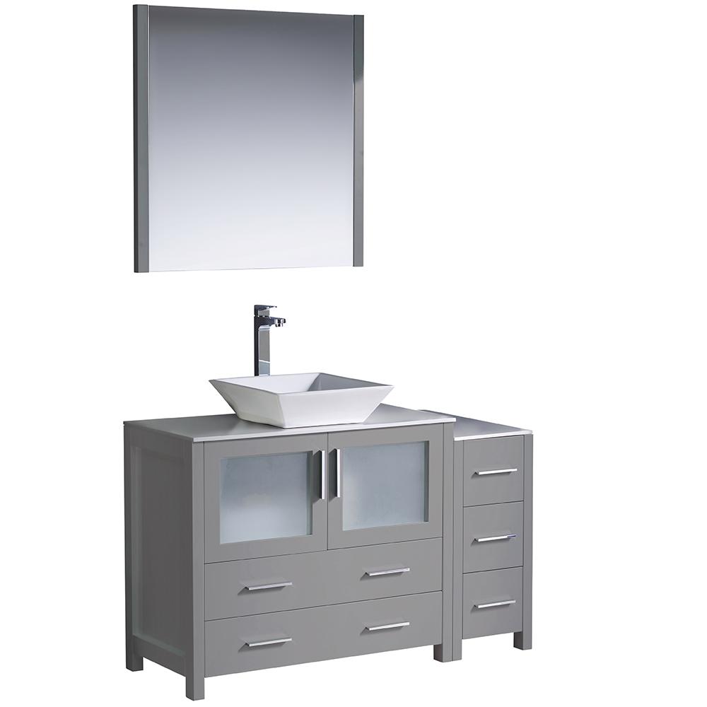 Fresca Torino 48" Gray Modern Bathroom Vanity w/ Side Cabinet & Vessel Sink Vanity Fresca 