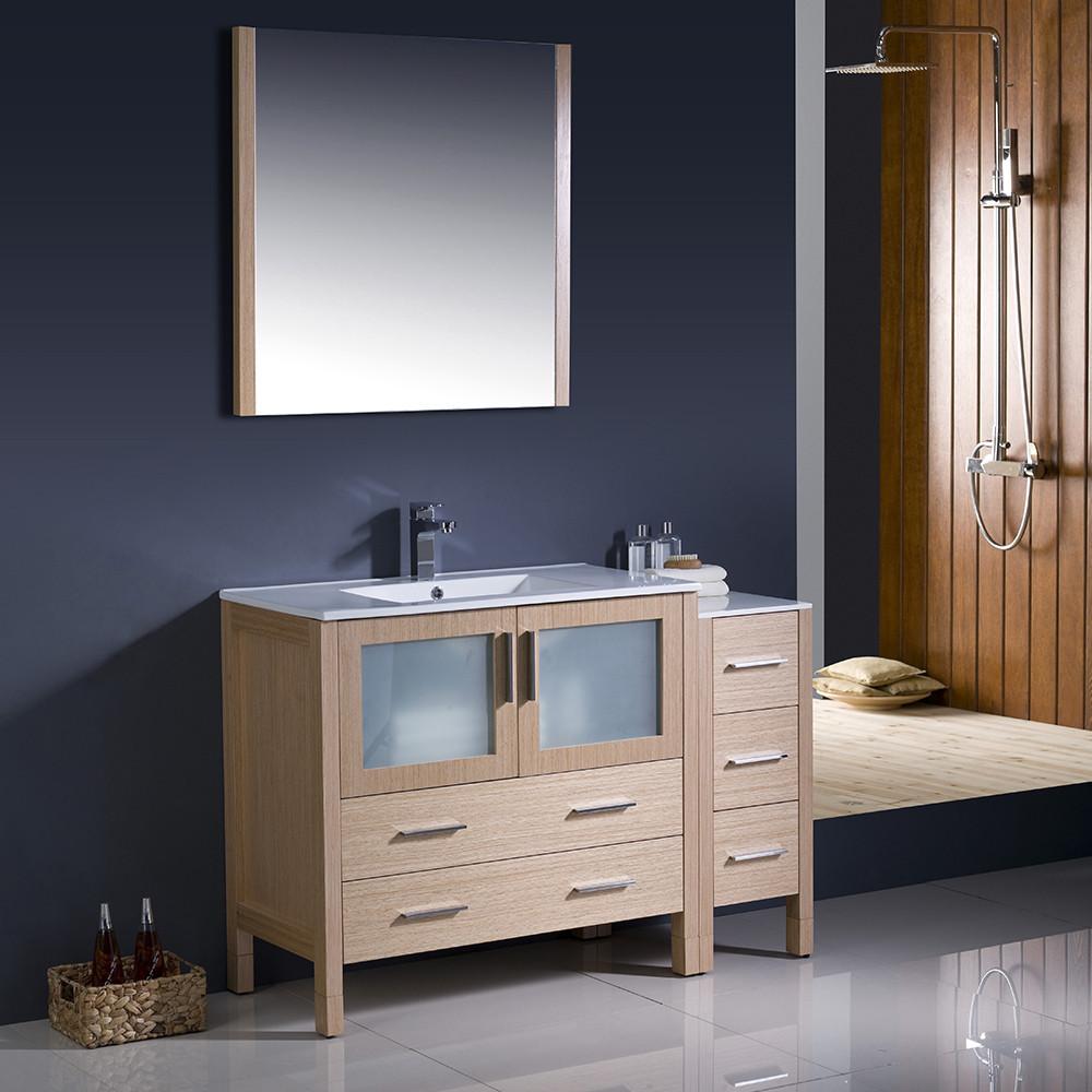 Fresca Torino 48" Light Oak Modern Vanity w/ Side Cabinet & Integrated Sink Vanity Fresca 