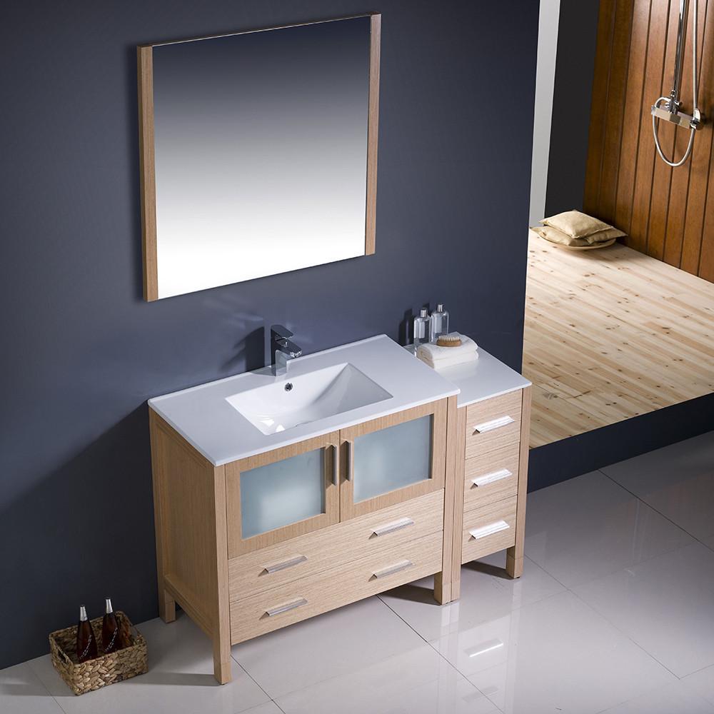 Fresca Torino 48" Light Oak Modern Vanity w/ Side Cabinet & Integrated Sink Vanity Fresca 