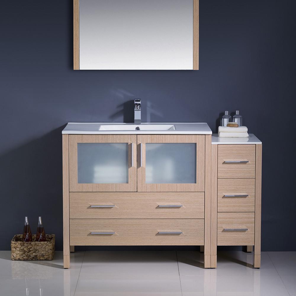 Fresca Torino 48" Light Oak Modern Vanity w/ Side Cabinet & Integrated Sink Vanity Fresca 
