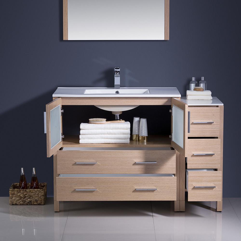 Fresca Torino 48" Light Oak Modern Vanity w/ Side Cabinet & Integrated Sink Vanity Fresca 