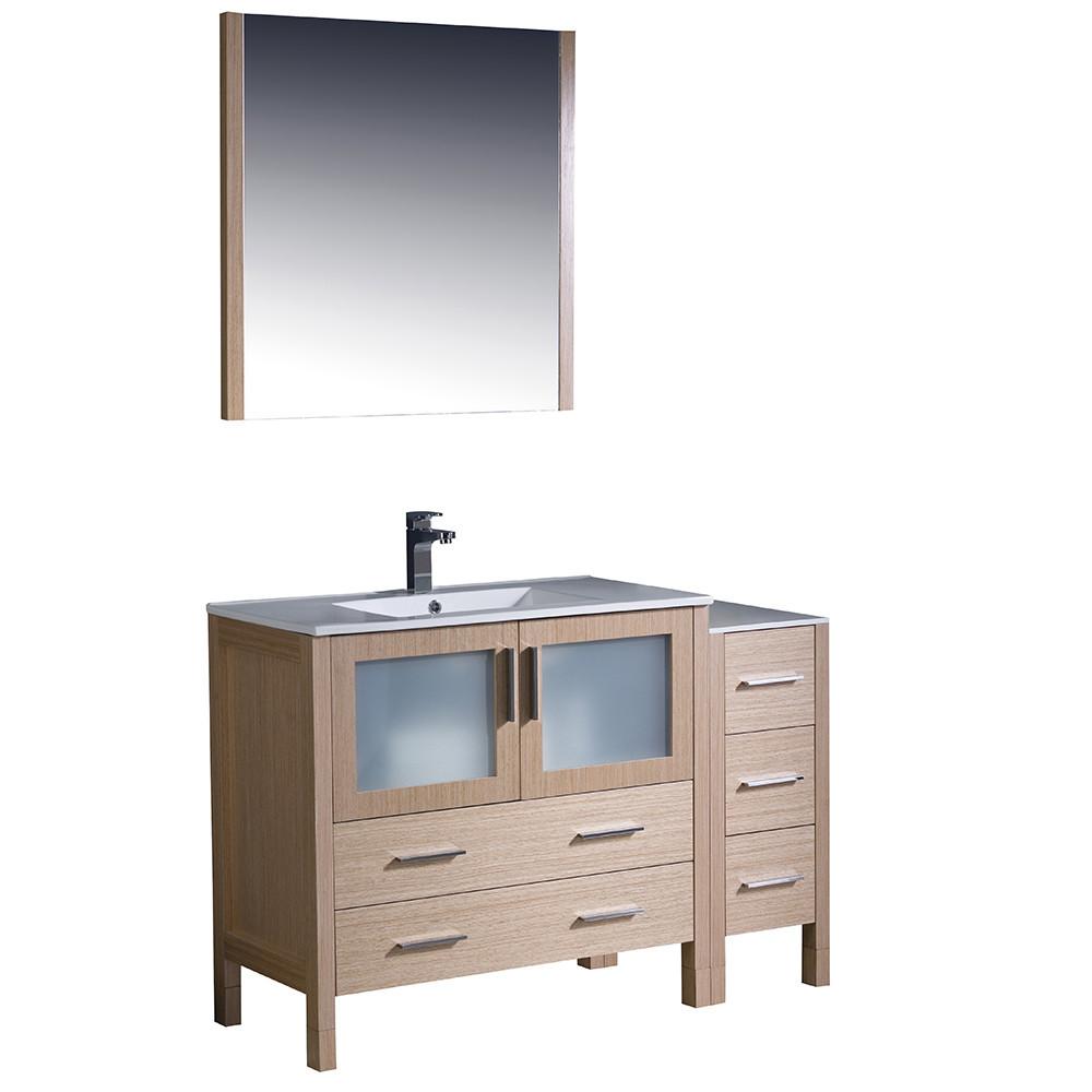 Fresca Torino 48" Light Oak Modern Vanity w/ Side Cabinet & Integrated Sink Vanity Fresca 