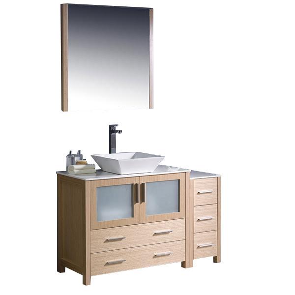 Fresca Torino 48" Light Oak Modern Bathroom Vanity w/ Side Cabinet & Vessel Sink Vanity Fresca 