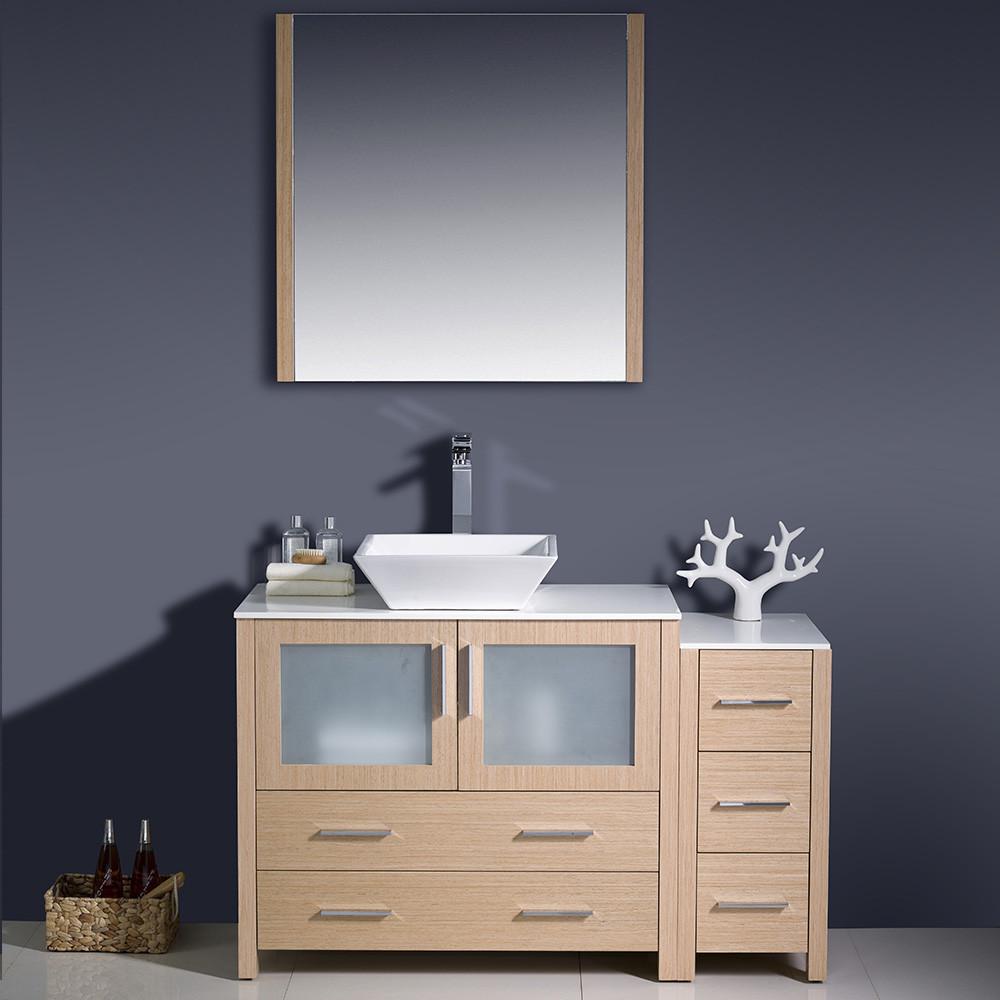 Fresca Torino 48" Light Oak Modern Bathroom Vanity w/ Side Cabinet & Vessel Sink Vanity Fresca 