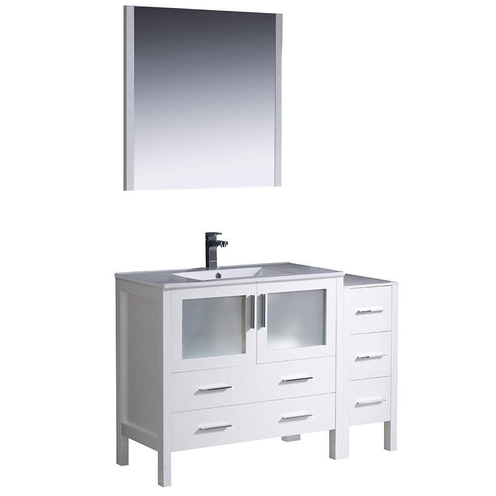 Fresca Torino 48" White Modern Bathroom Vanity w/ Side Cabinet & Integrated Sink Vanity Fresca 