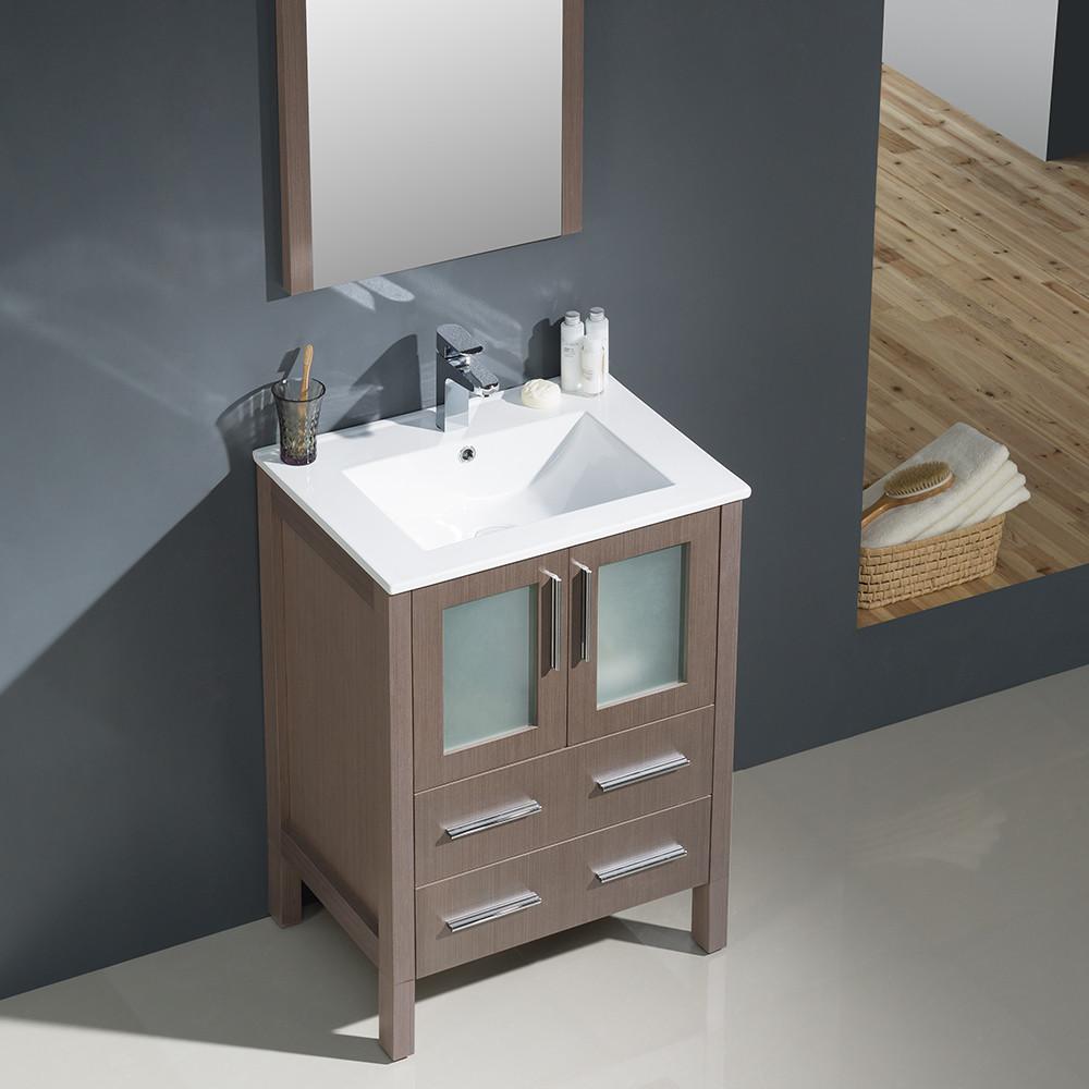 Fresca Torino 24" Gray Oak Modern Bathroom Vanity w/ Integrated Sink Vanity Fresca 
