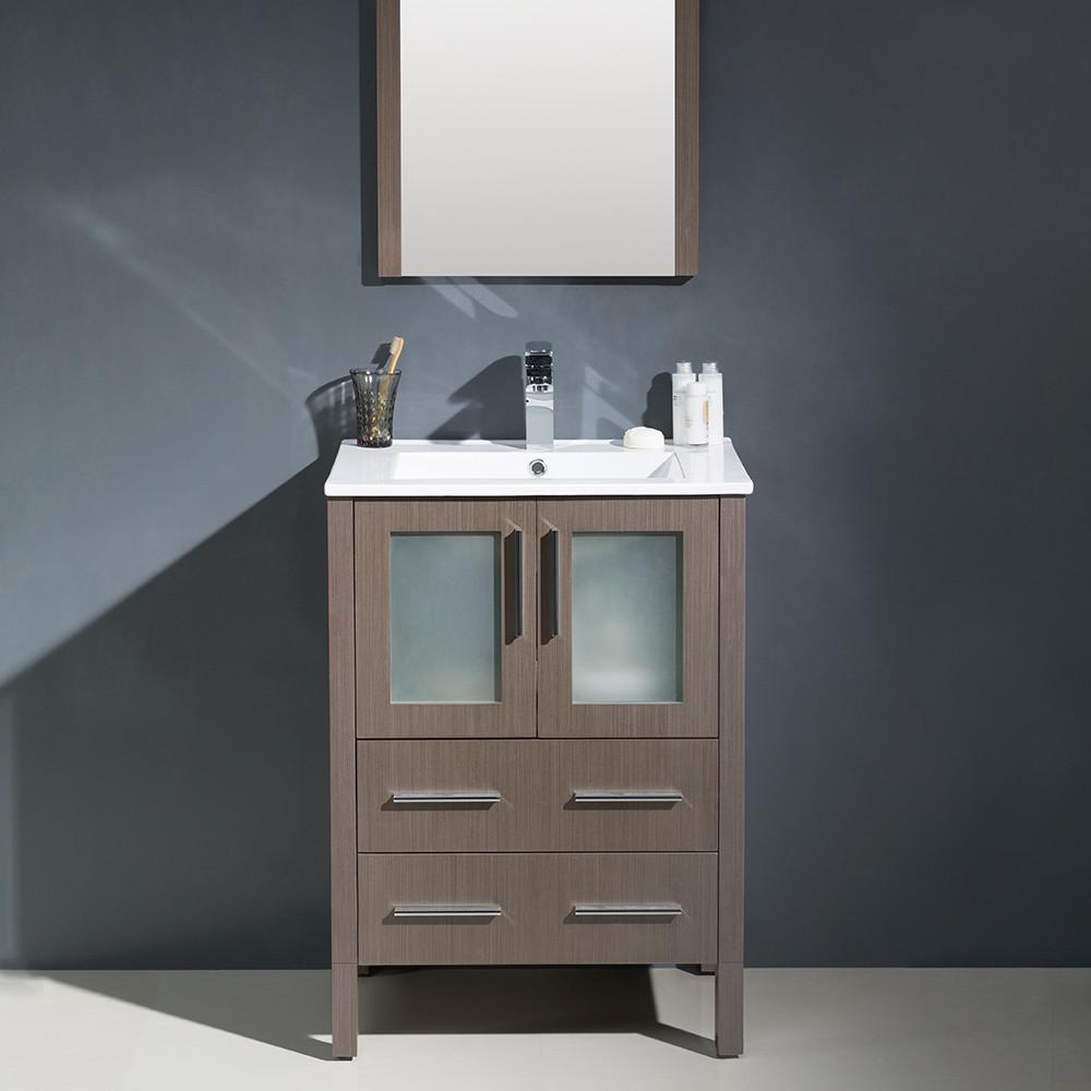 Fresca Torino 24" Gray Oak Modern Bathroom Vanity w/ Integrated Sink Vanity Fresca 