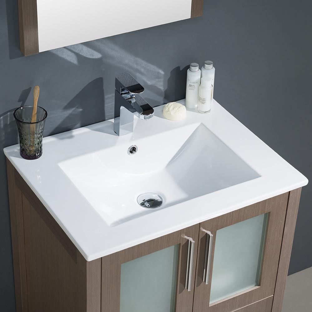 Fresca Torino 24" Gray Oak Modern Bathroom Vanity w/ Integrated Sink Vanity Fresca 