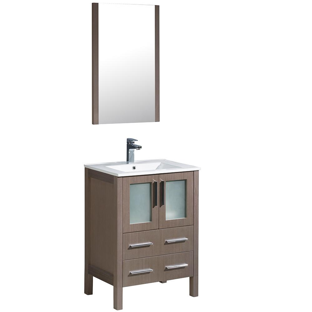 Fresca Torino 24" Gray Oak Modern Bathroom Vanity w/ Integrated Sink Vanity Fresca 