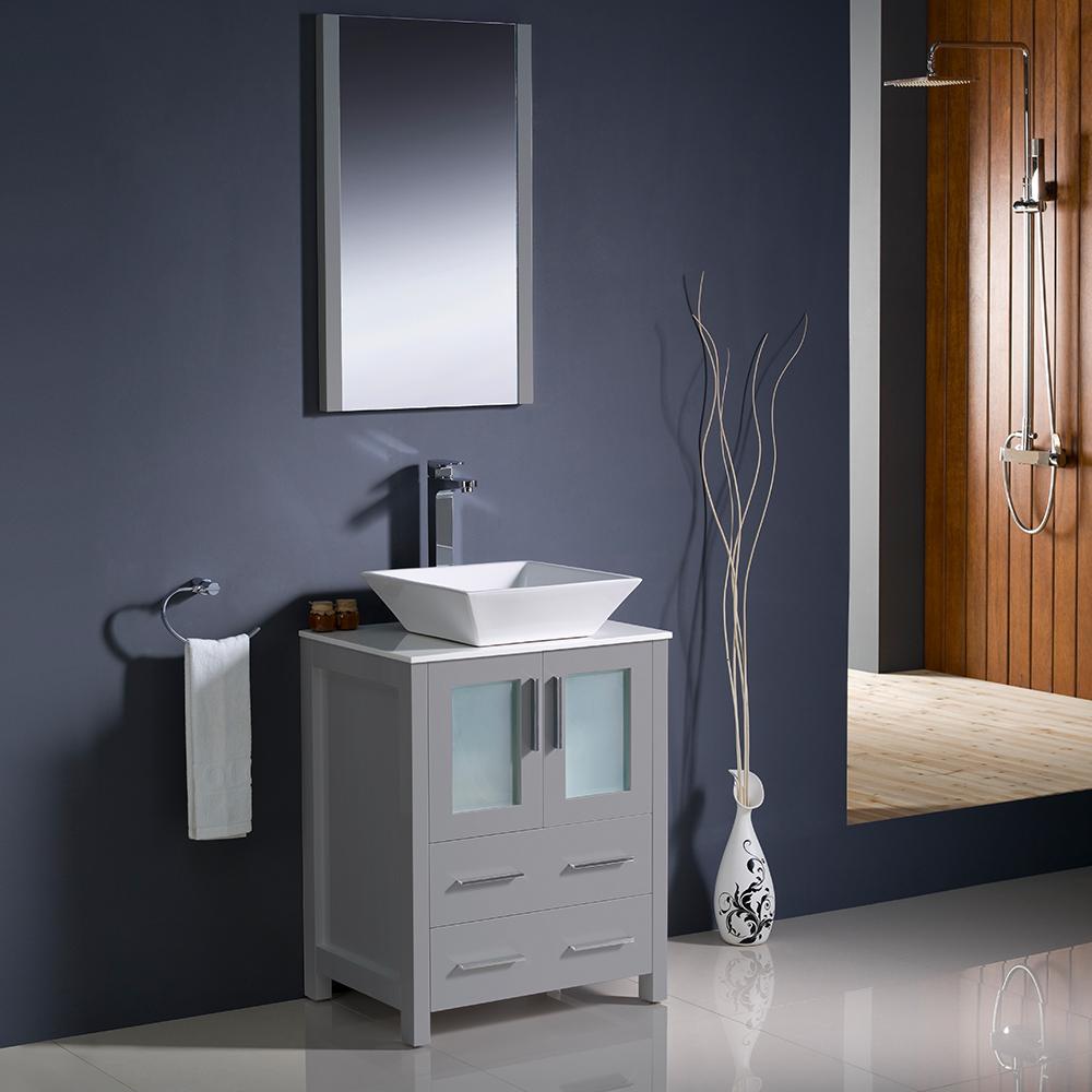 Fresca Torino 24" Gray Modern Bathroom Vanity w/ Vessel Sink Vanity Fresca 